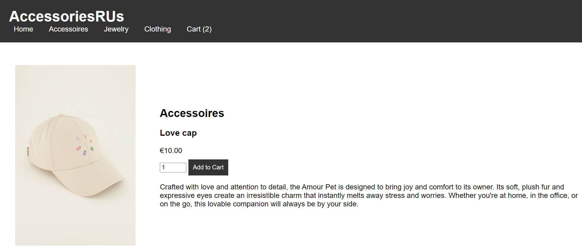 An Image of the buying page from one of the products of AccessoriesRUs